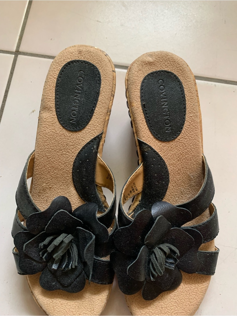 Covington Black Floral Slide Mules